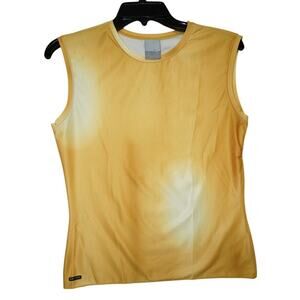 Vintage Nike Dri-FIT Tank Top – Size L – Gradient Yellow/White Y2K